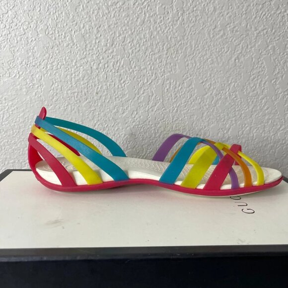 Crocs Isabella Huarache Flat Sandals Rainbow Multicolor Strappy Women's 11 US - Picture 3 of 9